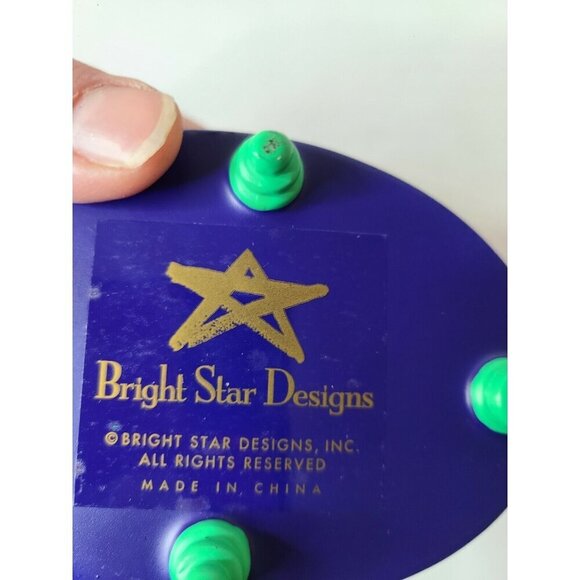 VTG Bright Star Designs Blue Yellow 3D Star Lid Footed Jewelry Trinket Box Retro - Picture 7 of 10